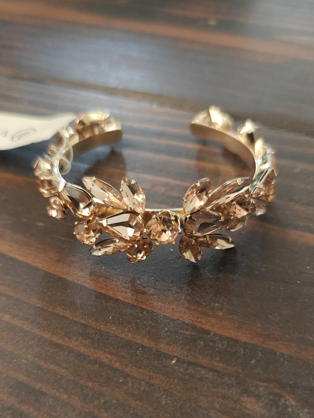 Versona Gold Crystal Floral Open Cuff Bracelet AA22 6787